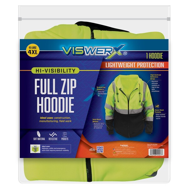 Viswerx Hi-Vis Full Zip Hoodie - ANSI CL2 4XL 127-22047 - main